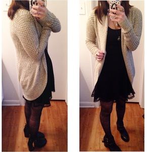 Tan long duster hippie cardigan sweater
