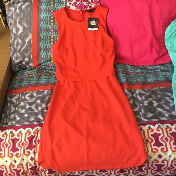 Bright red top shop dress