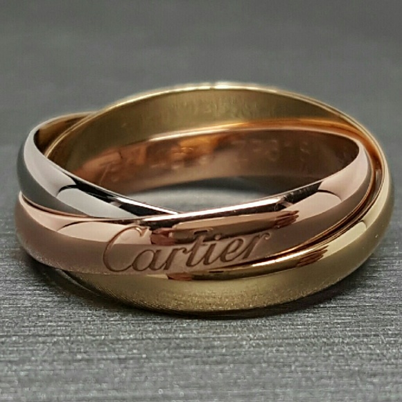 Cartier Trinity Ring 18k Tri Gold Rolling Bands - Picture 2 of 4