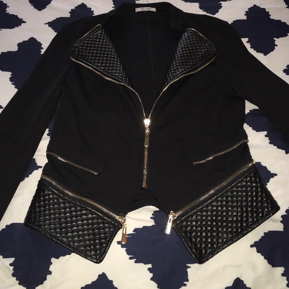 Moto Jacket w/  faux leather and zipper accents