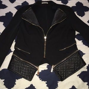 Moto Jacket w/ faux leather and zipper accents