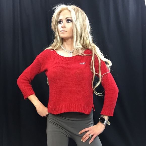 Deep red Hollister sweater with bow!