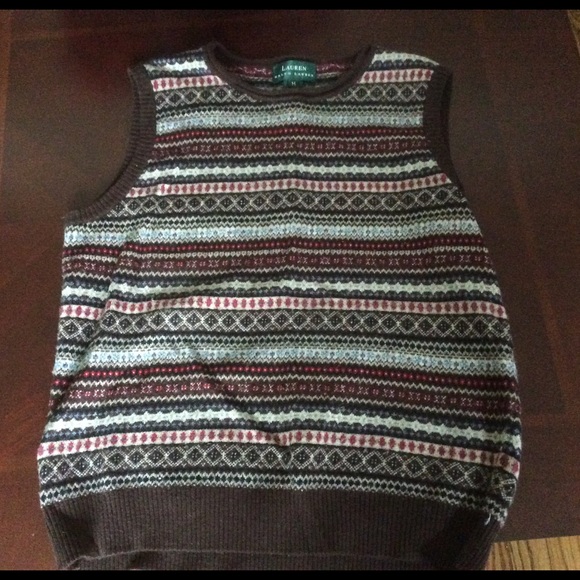 Ralph Lauren 100% Lambswool Brown Sweater Vest
