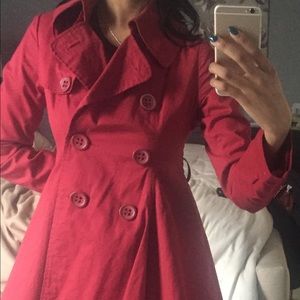 Red Flair Trench Coat