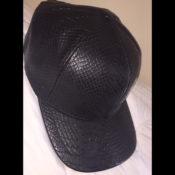 Black Leather Croc Hat