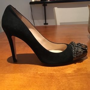 Vince Camuto Signature Jeweled Toe Pumps- Black