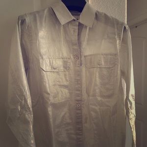 J. Crew Whisper Láme Button Down