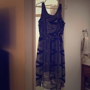 White and black hi low dress