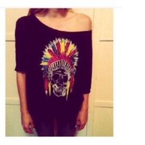 URBAN OUTFITTERS Boho Off Shoulder Indian Skull