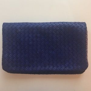 Royal blue Christopher Kon woven clutch