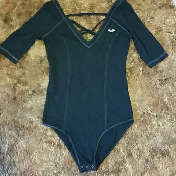 Hollister body suit navy criss cross back