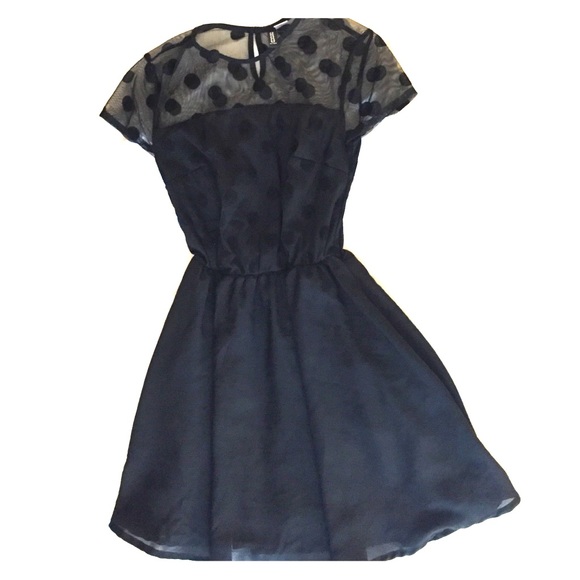 H&M black polka dot mesh dress