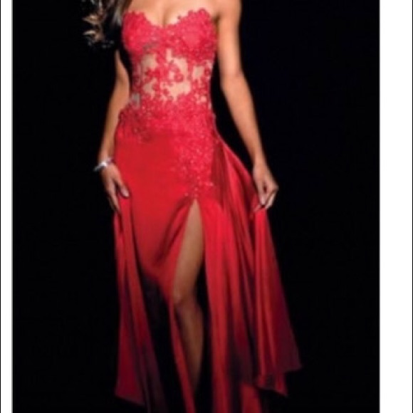 Jovani Red Corset Prom Dress