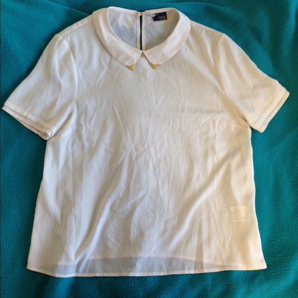 Semi-sheer white collared shirt