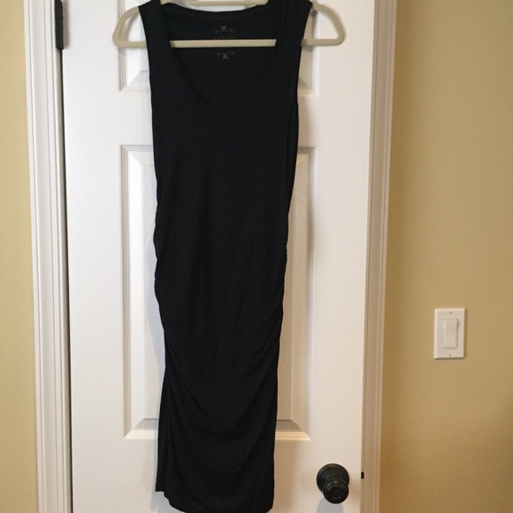 Velvet cotton black form fitted dress