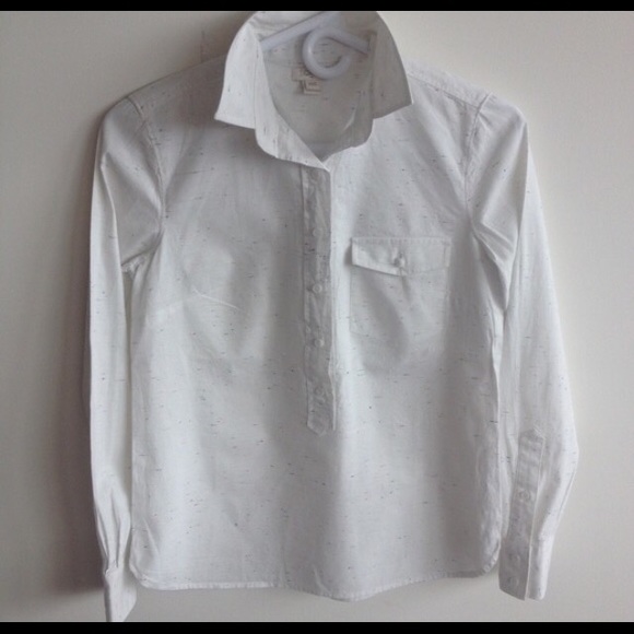 J.Crew White Popover Collar Shirt XXS