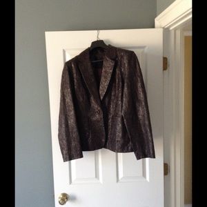 Chocolate Brown Tooled Leather Blazer
