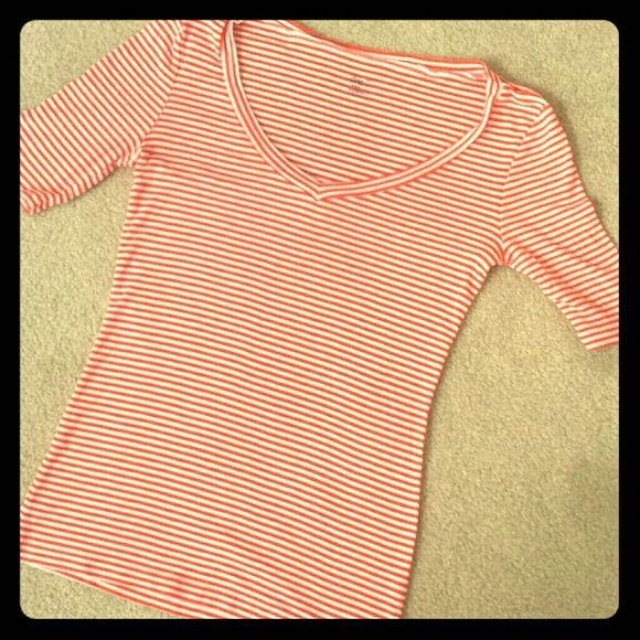GAP XS orange & white striped SUPERSOFT T-shirt