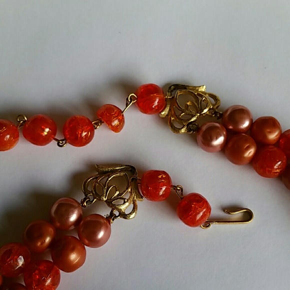 Vintage Orange Necklace and Earring Set - Picture 3 of 3