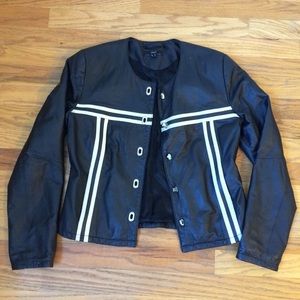 Soft Leather Jacket with White Stripes