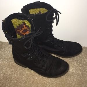 Black fold over combat boots