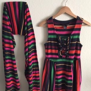 Stripped dress and scarf