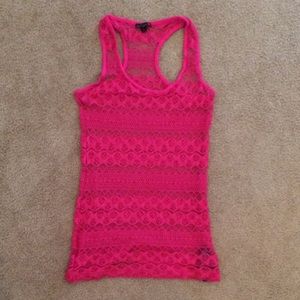 G by Guess sheer pink lace tank. Small.
