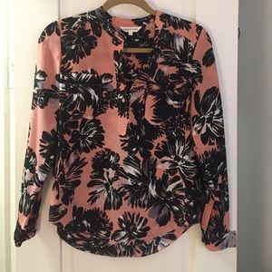 Rebecca Taylor pink and black silk blouse