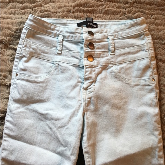 High waisted 3 bottom skinny jeans. Light sky blue - Picture 2 of 3