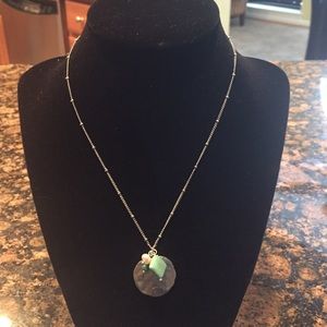 Necklace-Charm leaf with Turquoise stone