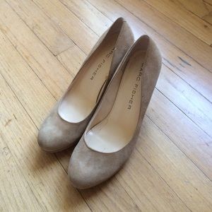 Marc Fisher nude suede heels