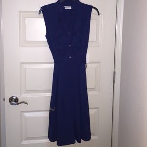 Blue Calvin Klein work dress.