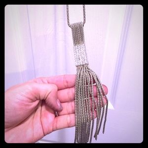 Long silver necklace