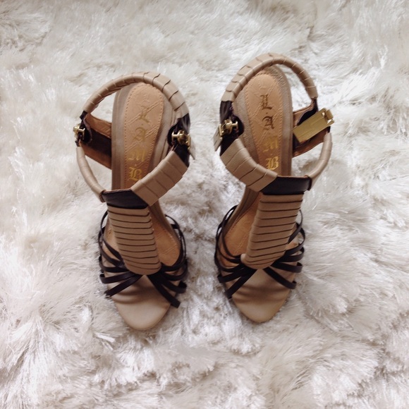 L.A.M.B. Strappy Zipper Heels - Picture 2 of 4