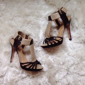 L.A.M.B. Strappy Zipper Heels
