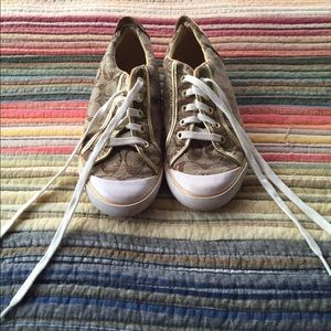 Gold Coach tennis shoes