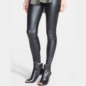 *SOLD* Hue Leatherette Leggings; LIGHT GRAY; S