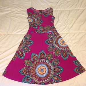 Vibrant Pink dress with mandala design
