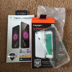 iPhone 6s/6 case + 3 pack scratch protectors