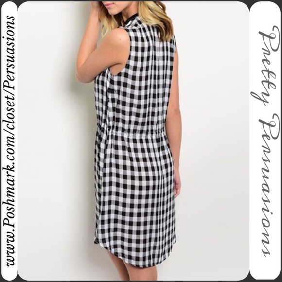 SOLD OUT 🌻 Black & White Checkered Shirt Dress - Picture 2 of 2
