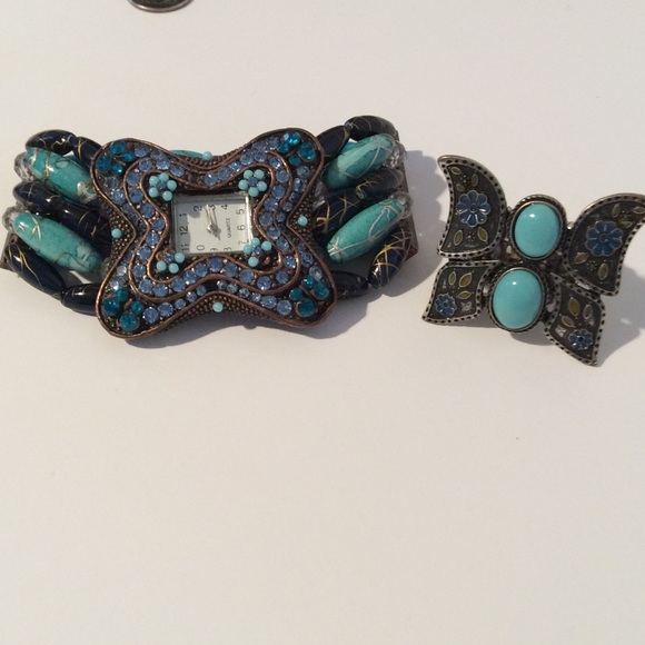 Butterfly Turquoise watch and Butterfly ring. - Picture 1 of 3