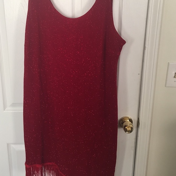 Glitterly mini dress with fringe bottom - Picture 2 of 4