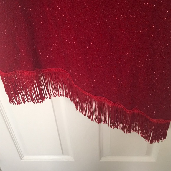 Glitterly mini dress with fringe bottom - Picture 3 of 4