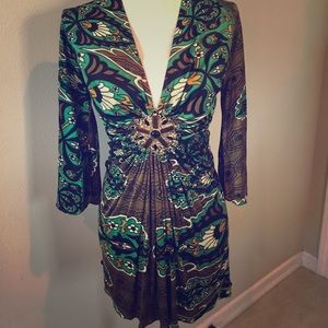 Sky mini dress with medallion