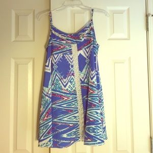 Blue patterned Lovers + Friends dress