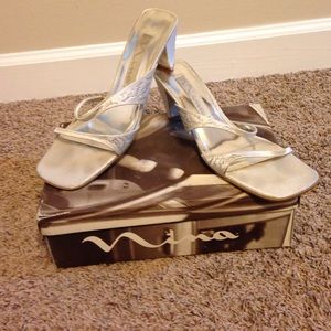 Silver strap heels