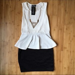 Black and white peplum dress