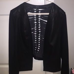 Black cotton and leather jacket