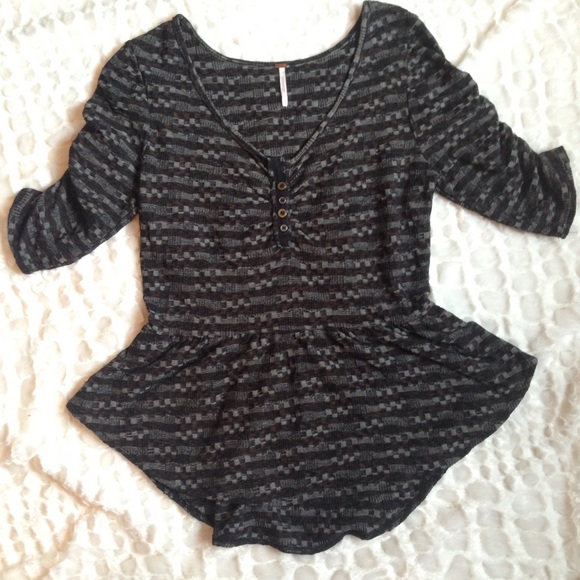 Free people peplum Henley brown and black - Picture 2 of 4