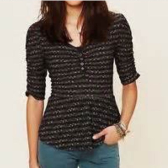 Free people peplum Henley brown and black - Picture 4 of 4